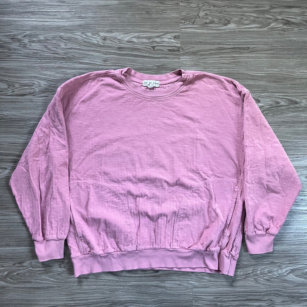 Apiece Apart Mens Pink Organic Cotton Textured Sweatshirt Pockets Large